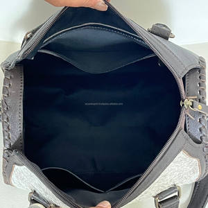 Sac fourre-tout en cuir véritable de vache avec poils, modèle Speedy moyen, style western, sac à main en cuir véritable pour femme, sac de voyage - Product Image 6