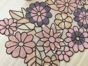 Handmade Oriental Fabric <b>Table</b> <b>Runner</b> Irregular Shape <b>Teal</b> Floral Design Luxury Style Ali Fashion Art AFA01 Mats Pads 5mm Thick - Product Image 2