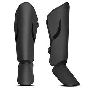 Protège-tibias MMA unisexe pour adultes en cuir brillant, avec fermeture auto-agrippante, prix de gros - Product Image 1