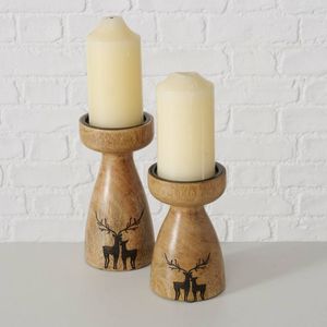 Eco Friendly Handcrafted Wooden Candle Stand Holder Farmhouse Solid Wood Pillar Candle Holder for Home Decor Wedding Tablle - Product Image 2