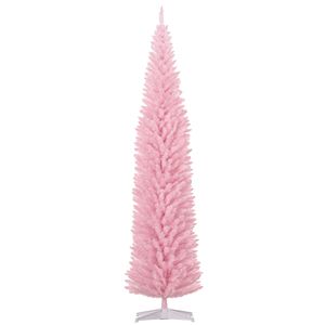 "8ft Pre-Lit Artificial Christmas <b>Tree</b> with Realistic Branches & 618 Tips <b>Plastic</b> Base 180cm Pink Decorated Warm Light" - Product Image 1