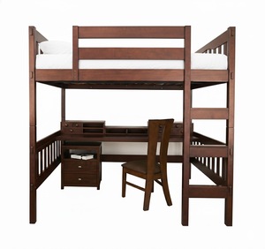 Modern Solid Wood Bunk Bed Twin Size with Desk and Storage <b>Oak</b> Finish Multi Functional Bedroom Furniture - Product Image 5