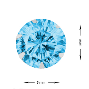 Pendientes de Plata de Ley 925 con Topacio Azul Cielo y Circonita Cúbica, Corte Brillante Redondo, Engaste de Garra, 5mm, para Mujer, Venta al por Mayor de Joyería Fina de Moda - Product Image 2
