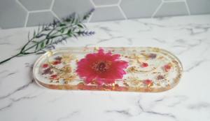 Plateau en résine à fleurs pressées, plateau botanique naturel en résine pour décoration écologique, plateau de service en gros, fournitures artistiques - Product Image 2