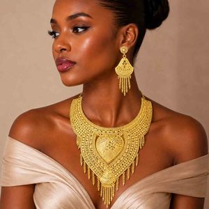 Wholesale 14K18K24K Micron <b>Gold</b> Dubai Style Bridal Long Jewelry <b>Set</b> Fashion Jewelry <b>Sets</b> Traditional Turkish Design Jewelry <b>Set</b> - Product Image 3