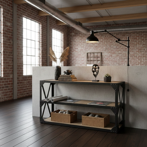 Table console professionnelle et rustique à 3 étagères, table vintage, recyclage du bois, multifonctionnel, fabrication de meubles indiens - Product Image 2