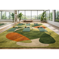 Living Room Decorative Area Rug Hand Tufted Wool Carpet PET Friendly Floral Pattern Modern Design Medium Thickness Kids Learning
