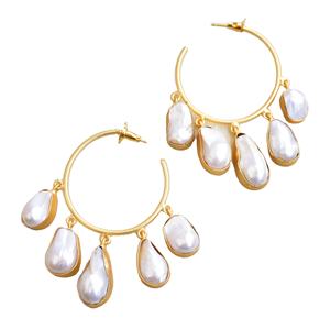 Pendientes de Racimo de Latón Premium, Chapados en Oro, con Piedras Preciosas Auténticas, Acabado de Latón Satinado, Sin Níquel, Duraderos, Perfectos - Product Image 1