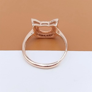 Handmade Rose Gold 925 Silver 6x8mm Oval 4 Prong Semi Mount Cat Design Halo <b>Ring</b> CZ Stone Settings DIY Keepsake Jewelry Findings - Product Image 5