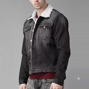 Custom Men's High Quality Denim <b>Winter</b> <b>Jacket</b> <b>Waterproof</b> Reversible Vintage Style Front Logo - Product Image 2