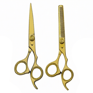 Ensemble professionnel de 2 ciseaux de coiffure pour barbier, 6,5 pouces, droits, tranchants, en acier inoxydable doré, kit de coiffure pour salon - Product Image 4