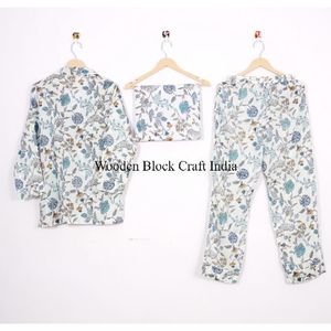 ชุดนอนผ้าฝ้ายแท้ 100% ขายดีที่สุด แขนยาว สวมใส่สบาย ชุดนอนแสนอบอุ่นสำหรับผู้หญิง ชุดลำลองติดกระดุมแบบคลาสสิก - Product Image 4