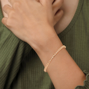 Pulsera de tenis con diamantes chapada en oro de 18 quilates, pulsera de eslabones hexagonales para mujer, para aniversario o uso diario - Product Image 4