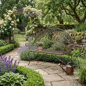 Luxury Classic European Wrought Iron 2-Seater <b>Garden</b> <b>Bench</b> Hand Forged Artistic <b>Metal</b> Seating Powder Coated Outdoor Park <b>Bench</b> - Product Image 4