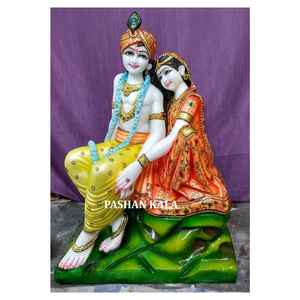 White Marble Radha Krishna Statue <b>Painted</b> Best Quality Statue Indian Wholesaler Top Class High Quality For Home And Temple Decor - Product Image 1