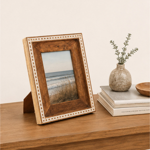 Wholesale Handcrafted Natural Mango Wood Photo <b>Frame</b> Custom Tabletop <b>Picture</b> <b>Frame</b> with Hand-Carved <b>Border</b> Inlay for Home Decor - Product Image 4