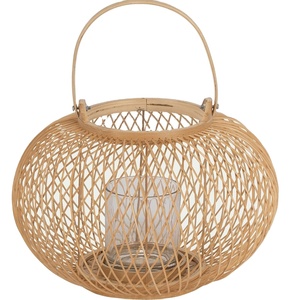 Vietnam Handicraft Bamboo Natural <b>Candle</b> Lamp Handmade Bamboo Rattan <b>Lantern</b> <b>Candle</b> <b>Holder</b> With Glass for Home Indoor Decoration - Product Image 6