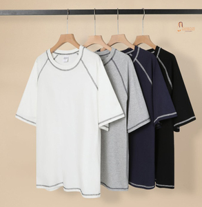 T-shirt Tendance 240 g/m² 100 % Coton Toile Épaisse Coupe Slim Manches Raglan Coutures Visibles sur le Devant Été Broderie Personnalisée Rapide - Product Image 1