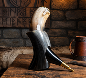 REHMAN CRAFT, Tazas de Cerveza/Vino de Cuerno Vikingo de Lujo, Hechas a Mano, Ecológicas, de Cuerno de Búfalo, 400-600 ml, Muy Demandadas - Product Image 1