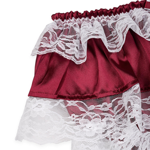 Culotte taille haute pour femme en dentelle bordeaux à volants avec nœuds décoratifs, sans couture, tricotée, douce, séchage rapide, style mignon et élégant - Product Image 4