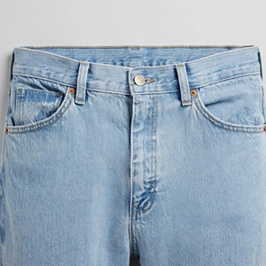 Jean en denim de coton délavé léger, taille haute, coupe droite, coupe classique, style décontracté pour homme, tissu tissé, collection printemps - Product Image 5