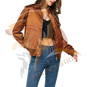 Wholesale Rate Custom Logo and Size Stylish <b>Women</b> Satin <b>Jackets</b> Customized High Quality <b>Women</b> Satin <b>Jacket</b> - Product Image 4
