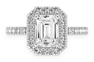Solid White Gold Emerald Cut Halo Diamond <b>Ring</b> - <b>Engagement</b> <b>Ring</b> GRA Certified Moissanite Diamond Luxury Wedding <b>Ring</b> For Him - Product Image 3