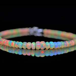 Pulseras de cuentas de ópalo etíope natural de moda, chapadas en plata - Product Image 4