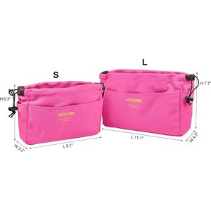 Organizer per Borsa in Tela Resistente con 10 Tasche, Inserto per Borsa Grande Rosa, Bag-in-a-Bag, Accessorio per Borse - Product Image 2