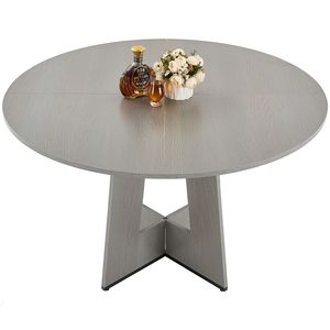 Tavolo da Pranzo Rotondo Rustico in Legno Spesso da 47 Pollici per 4-6 Persone, Stile Fattoria - Product Image 6