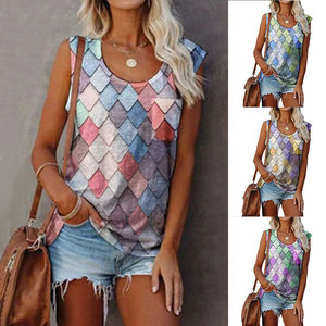 Camiseta sin mangas con tirantes para mujer, 100% algodón, estilo casual, cómoda, holgada, con encaje y decoraciones de cinta. - Product Image 5