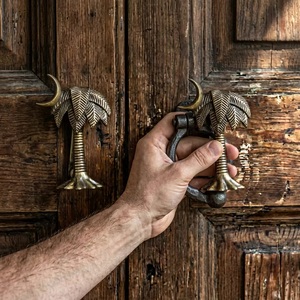 Tropical Palm Tree <b>Door</b> Knocker With Crescent Moon Brass Finish Durable Design For <b>Door</b> - Product Image 4