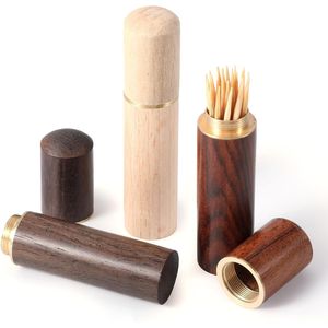 Porta Palillos de Dientes de Madera Portátil de 3 Piezas, Caja de Palillos de Dientes de Bolsillo Ideal para Viajes, Dispensador de Almacenamiento de Palillos - Product Image 1