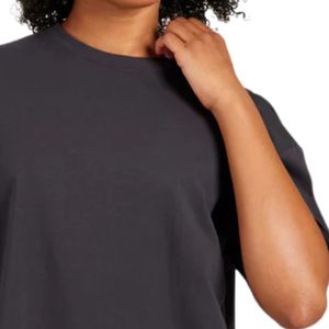 เสื้อยืดโอเวอร์ไซส์ผู้หญิง สไตล์ลำลอง ทรงหลวม ไหล่ตก แขนสั้น คอกลม สตรีทแวร์ ผ้าฝ้าย เสื้อยืดพื้นฐาน ขายส่ง OEM - Product Image 4