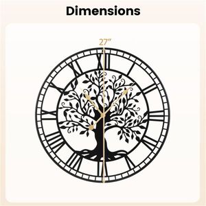 Black Tree of Life <b>Decorative</b> <b>Wall</b> <b>Clock</b> with 27 Non-Ticking Quartz Movement Easy-to-Read Features - Product Image 5