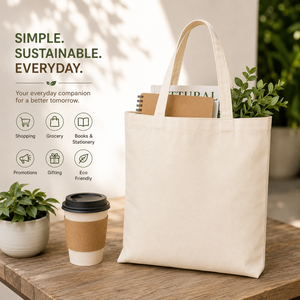 AMANI Medium Size Natural Color Cotton <b>Canvas</b> <b>Tote</b> Bag with Shoulder Length Handle Custom Gift Option for Daily Use - Product Image 5