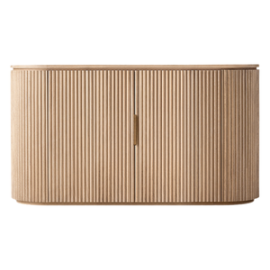 Aparador Minimalista de Lujo, Madera de Teca Sólida, Puerta Acanalada, Diseño Curvo, Acabado en Madera Natural, Ecológico, Gabinete Buffet Premium - Product Image 1