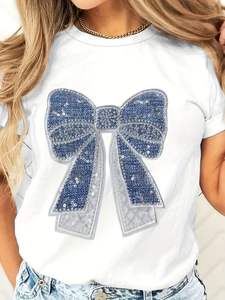 Sweat-shirt à col rond en molleton de coton gris pour femmes, motif d'oiseau brodé, pull décontracté à manches longues, vêtements pour dames - Product Image 6