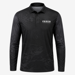 เสื้อตกปลาแบบสั่งทำพิเศษ ผ้าโพลีเอสเตอร์ 100% เสื้อโปโลตกปลาคุณภาพพรีเมียมสำหรับผู้ใหญ่ทุกเพศ UPF50+ แขนยาว - Product Image 1