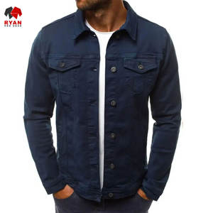 Veste en jean sur mesure de qualité supérieure pour homme, fermeture à boutons avec logo personnalisé, col rabattu - Product Image 1