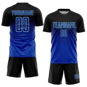 Maillot de football personnalisé noir et bleu roi par sublimation, respirant, pour équipe, tenue d'entraînement sportive personnalisée - Product Image 1