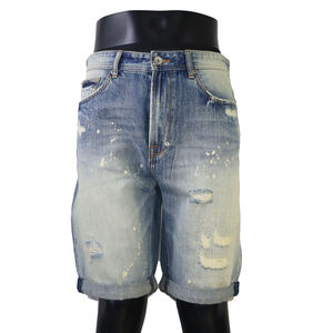 Pantalones Cortos de Mezclilla Desgastados y Rotos de Alta Calidad para Hombre, Tejidos Transpirables de Verano, Estilo Casual Recto, Azules, Venta al por Mayor Personalizada - Product Image 1