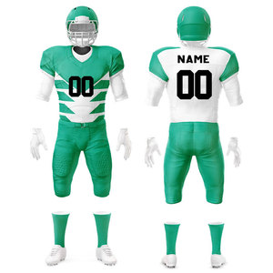 Ensemble de maillots de football américain pour hommes, ajustés, à manches courtes, sublimés, anti-humidité, vert et blanc, numéros d'équipe, vêtements de sport pour adultes - Product Image 1