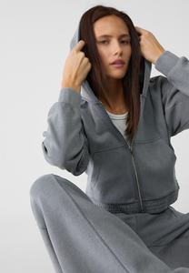 Venta al por mayor de ropa de mujer personalizada de alta calidad 100% algodón de lana en blanco Crop Top Terry sudadera recortada con capucha para mujer - Product Image 3