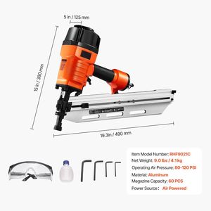 Clavadora neumática de bobina de aire de 80-120 PSI, herramienta de enmarcado neumática de cabeza completa de 21 grados para clavos de 2 y 3 1/2 pulgadas, clavadora de enmarcado neumática de cabeza completa de 21 grados 80 - Product Image 1