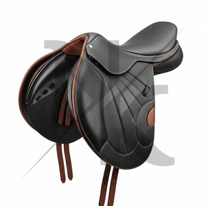 Silla de montar profesional para salto ecuestre con estructura de madera y cincha de cuero genuino duradero. Productos de carreras de caballos ingleses de la India. - Product Image 4