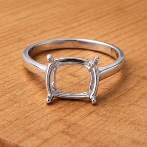 2026 HIgh Quality 925 Sterling Silver <b>Cushion</b> Frame Ring Setting Polished 4 Prong Ring Semi Mount for Gemstone Wholesale Jewelry - Product Image 6