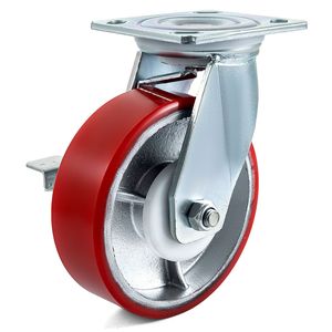 Set di 4 Ruote Girevoli 6 X 2 Pollici (2 Fisse, 2 Girevoli) con Freno Laterale, Ruota in Poliuretano, Capacità 1000 LBS, Diametro 100mm, Materiale TPR - Product Image 4