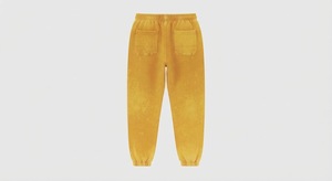 Pantalon de survêtement en coton jaune moutarde pour homme, taille élastique avec cordon de serrage, décontracté, avec poches latérales, poids moyen, pour l'automne - Product Image 6