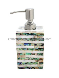 Dispensador de jabón líquido de alta calidad de estilo moderno de venta directa de fábrica de acero inoxidable brillante con incrustaciones de perlas madre para hoteles - Product Image 2